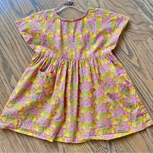 Petit Vilains Floral Pink and Yellow Kids Dress size 18-24month